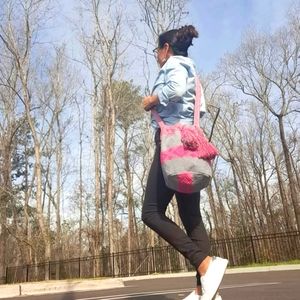 Grey and Pink hand made bag